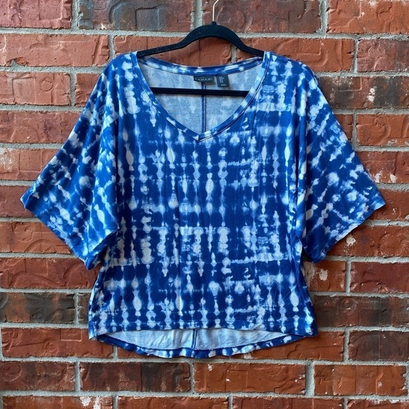 Tahari Womens Medium Blue Tie Dye Kimono Sleeve Knit Top - Picture 1 of 9